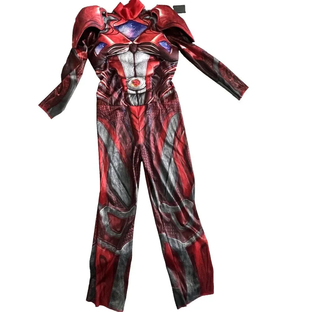 2017 Power Rangers Red Ranger Padded Muscles 1 Piece Costume Size Youth 4-6